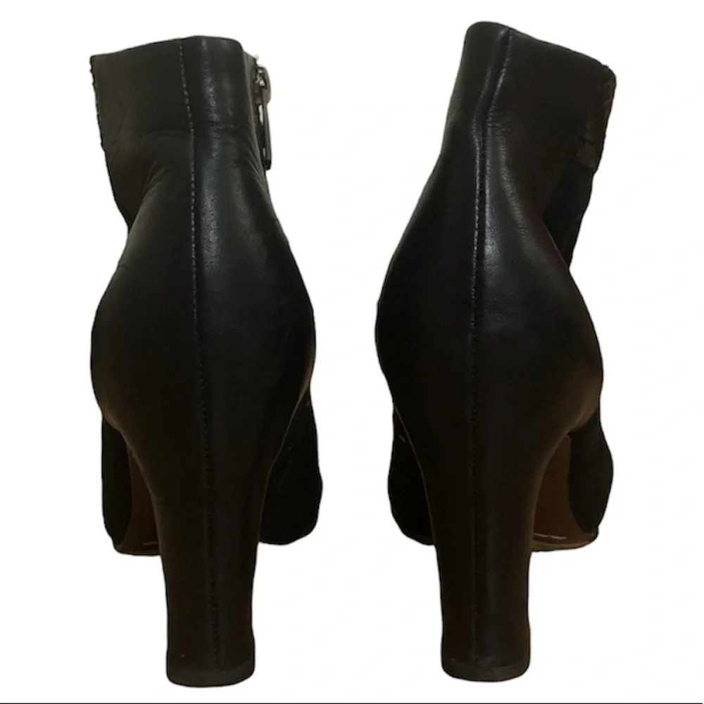 Sam Edelman Black Block Heel Leather and Suede Ankle Booties - Picture 5 of 7